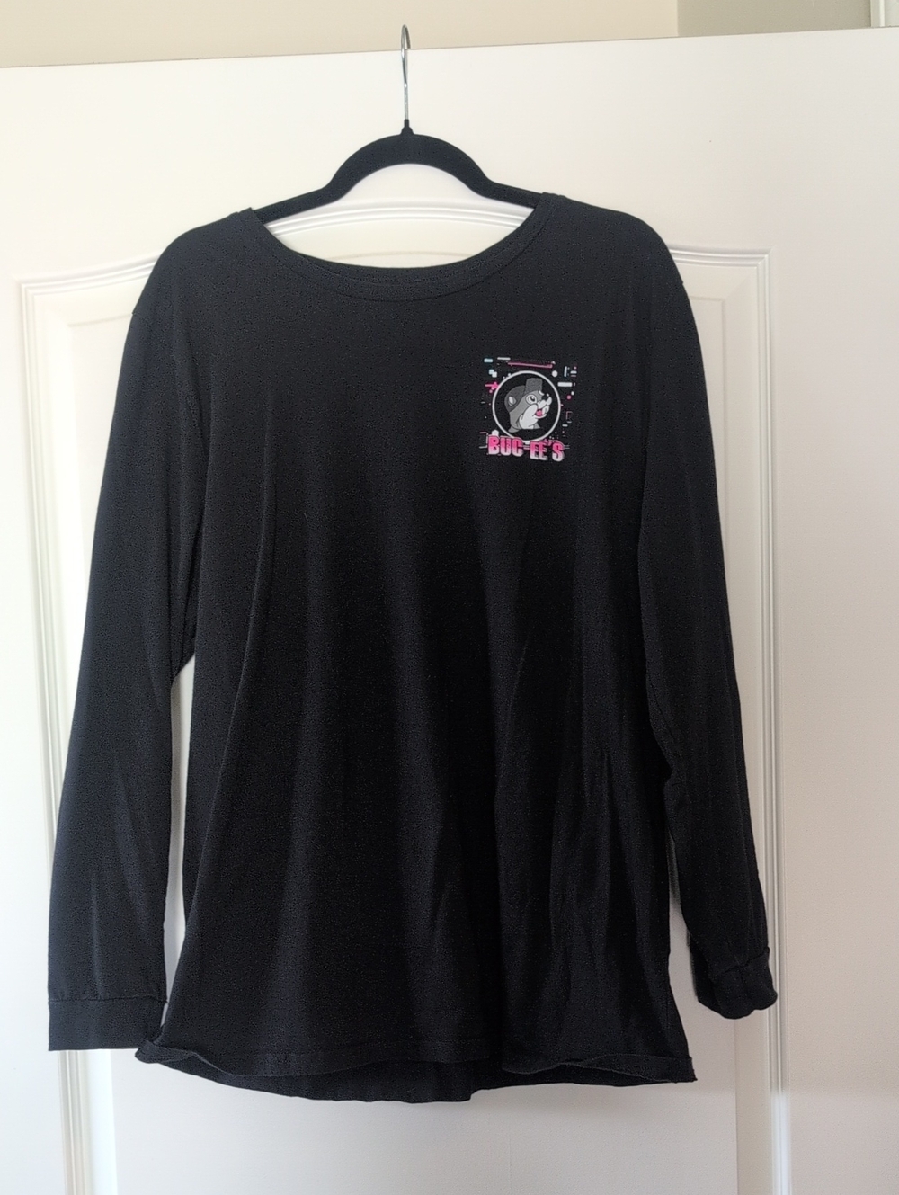 Black Long-Sleeve Graphic Tee with Chest Logo
